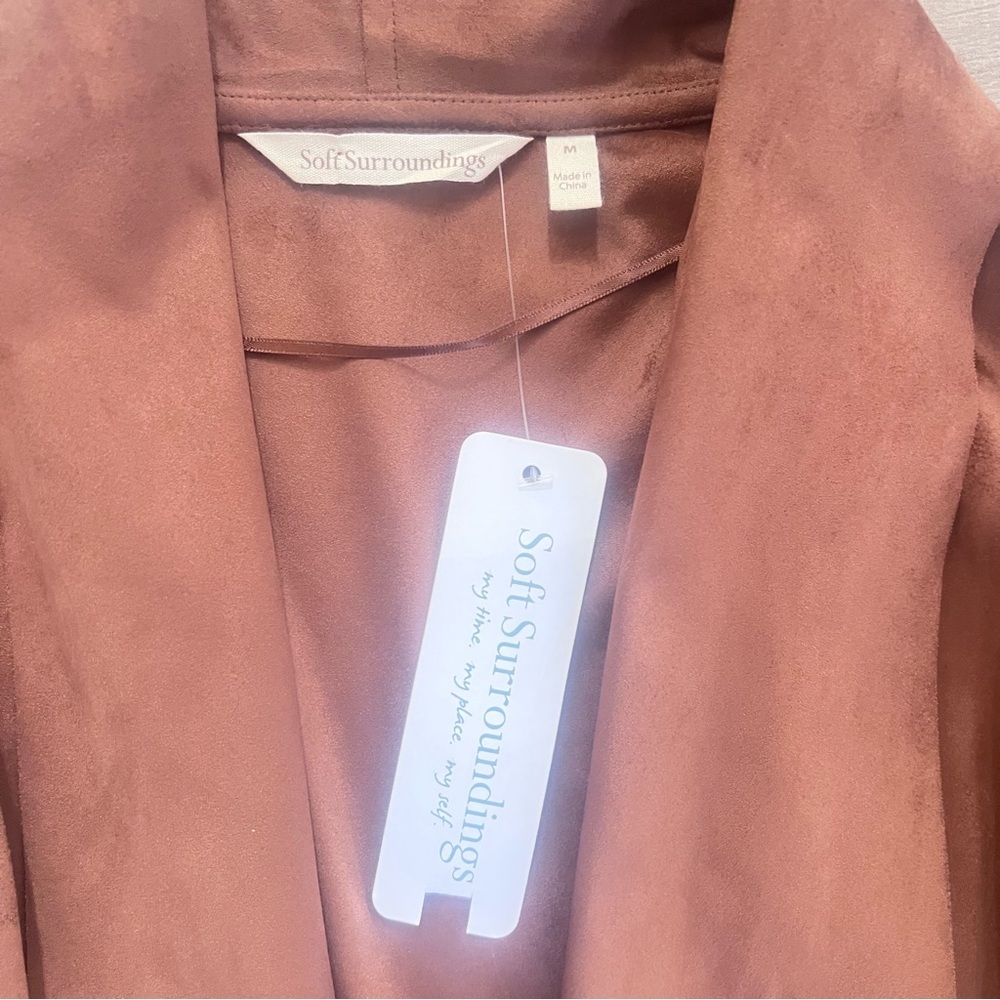 Soft Surroundings Shape Drape Faux Suede Jacket‎ Saddle Size M NWT - Picture 4 of 9